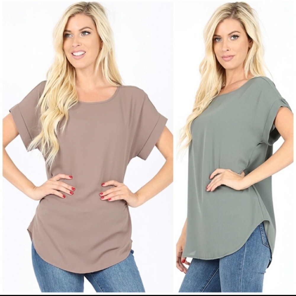 SALE!🔥Relaxed Fit Cuff Sleeve Blouse in Mocha